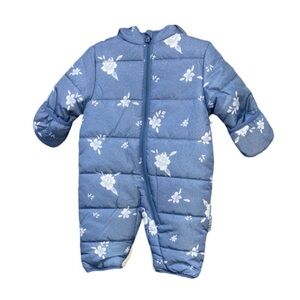 Wippette Infants Monotone Floral Chambray Print Pram Snowsuit NWT Size 9M